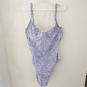 Onia‎ Women's Swimsuit with Underwire Bra and High Cut Sides Pink and Blue